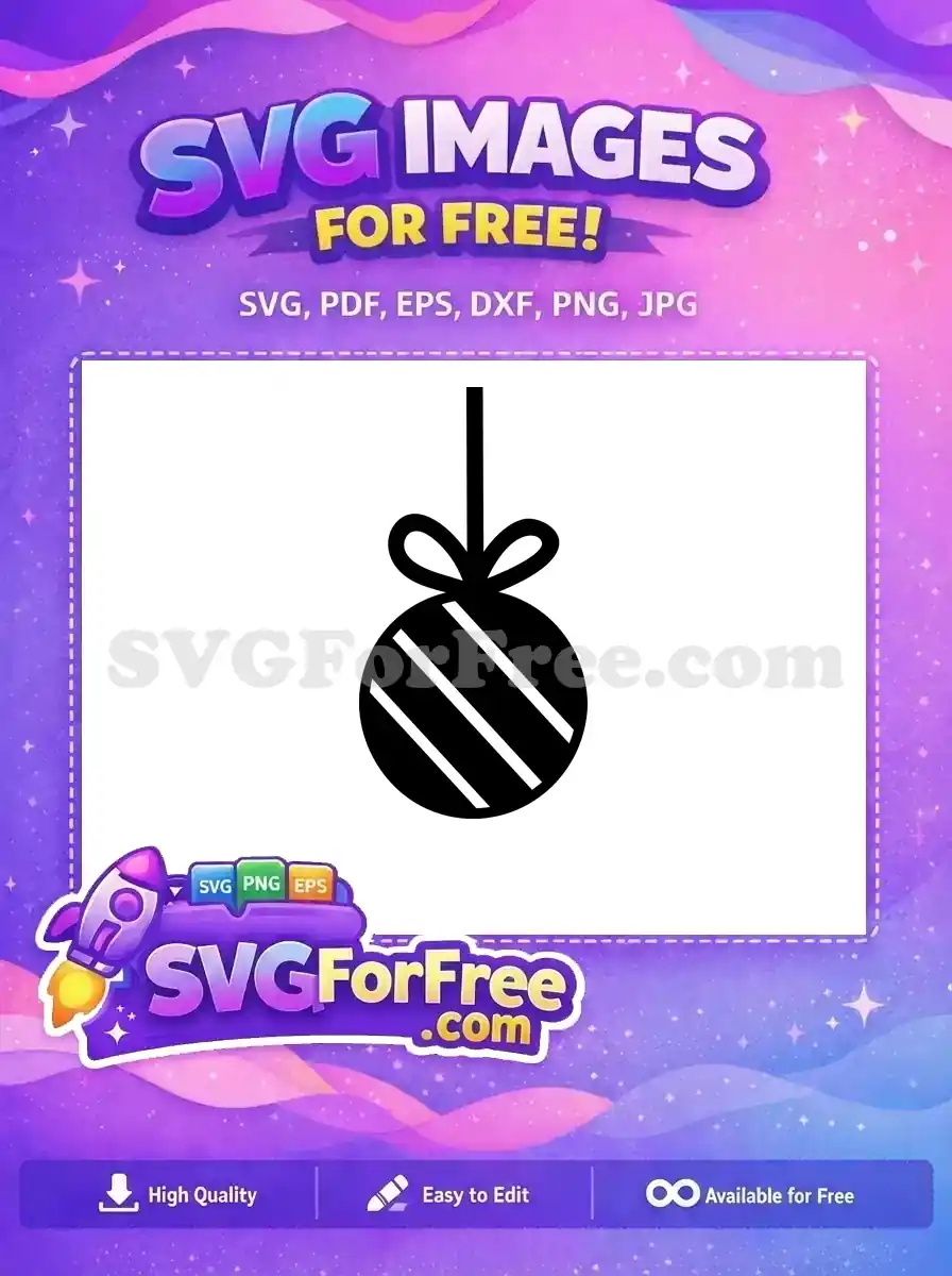 A charming free Christmas ornament SVG, featuring a striped bauble with a decorative bow, ready for your festive projects.