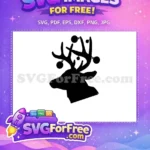 Free Black Reindeer Free Ornamented Antlers Christmas Decoration Elements Free SVG - Instant Download