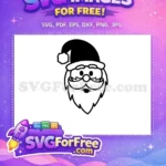 Free Santa Claus Face Outline Free Big Fluffy Beard Christmas Decoration Free SVG - Instant Download