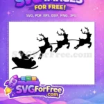 Free Santa Sleigh Free Flying Reindeer Christmas Decoration Elements Free SVG - Instant Download