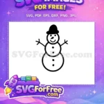 Free Smiling Snowman Free Black Hat Buttons Christmas Free SVG - Instant Download