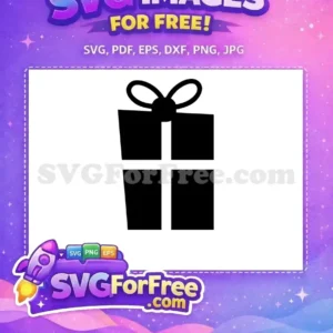 A black gift box with a bow icon, a versatile free design for any project. This free SVG is perfect for gifts or celebrations.