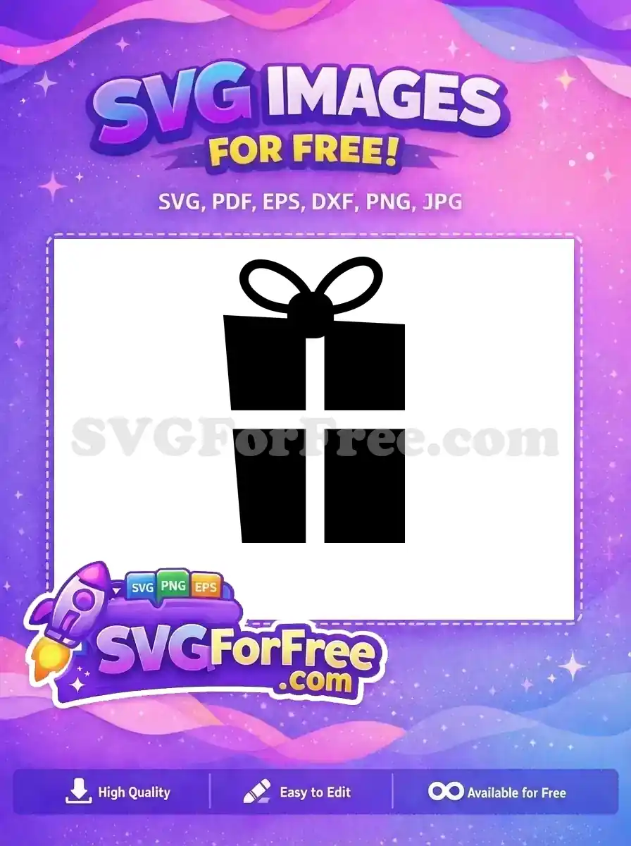 A black gift box with a bow icon, a versatile free design for any project. This free SVG is perfect for gifts or celebrations.