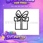 Free Simple Outlined Gift Free Festive Ribbon Bow Christmas Decoration Free SVG - Instant Download