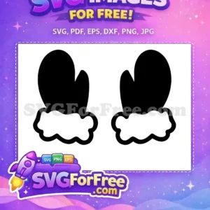 A pair of adorable black mittens with fluffy white cuffs, a free SVG design for winter crafts and holiday projects.