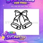 Free Outline Bells Free Festive Bow Christmas Decoration Elements Free SVG - Instant Download