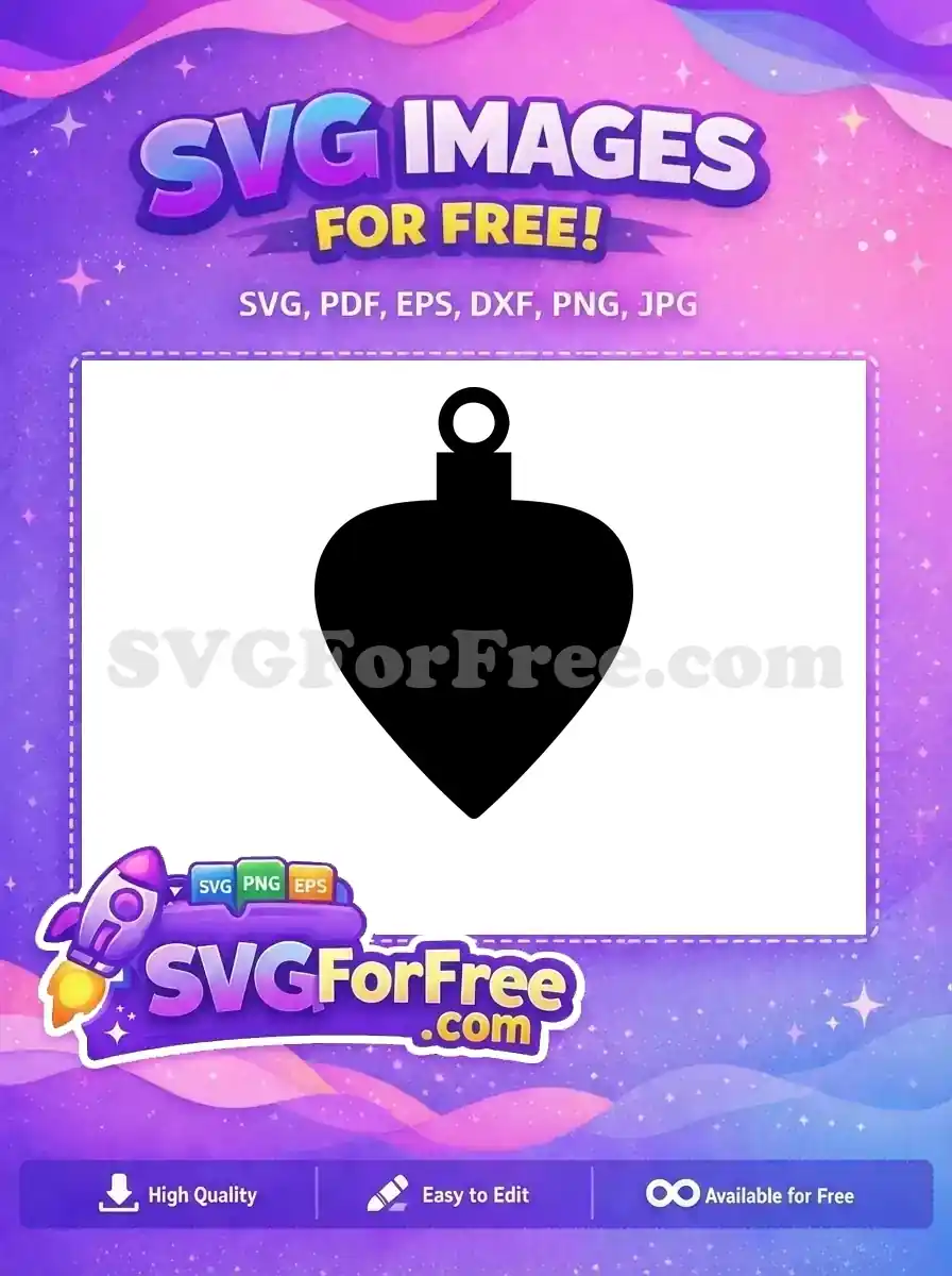 A free minimalist black heart-shaped Christmas ornament design, ready for your festive creations. Get this free SVG today!