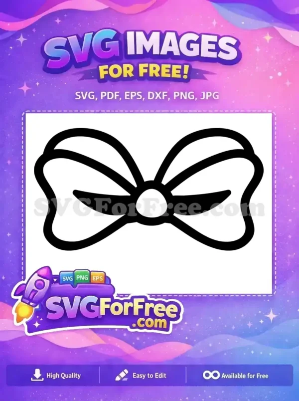 A charming free bow SVG design, featuring thick black outlines, ideal for crafts, gifts, and digital projects. Grab this free graphic now!