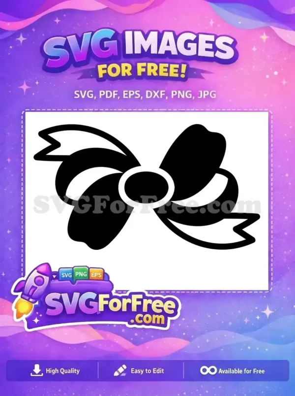 A clean, free black and white bow SVG icon, ideal for gifts, celebrations, or decorative projects. Download this free design now!