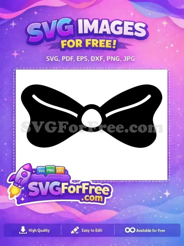 A clean, free silhouette of a classic bow tie with a distinct oval center, ideal for various free design projects.