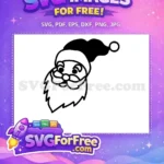 Free Happy Santa Face Free Black Outline Hat Christmas Decoration Free SVG - Instant Download