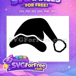 A free, minimalist black silhouette of a Santa hat with a white brim and pom-pom, perfect for free holiday designs.