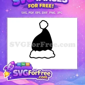 Free Santa Hat SVG – Festive Christmas Design Download A graphic of a classic Christmas Santa hat silhouette, featuring a fluffy brim and pom-pom. This free SVG is ideal for holiday crafting.