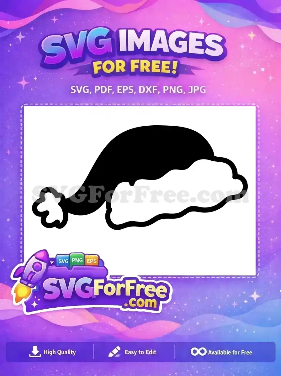 A delightful free SVG of a classic black Santa hat with a prominent white fluffy outline, perfect for your holiday projects, a truly free design.
