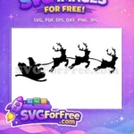 Free Flying Santa Sleigh Free Reindeer Team Christmas Decoration Elements Free SVG - Instant Download