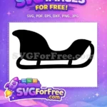 Free Classic Black Sleigh Free Winter Holiday Decoration Christmas Free SVG - Instant Download