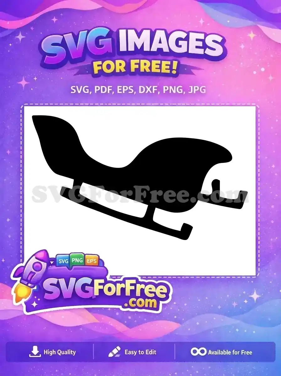 A free design featuring a classic black sleigh silhouette, ideal for winter holiday crafts and festive projects. Download now!