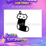 Free Black Stocking Free Starry Fluffy Top Christmas Decoration Free SVG - Instant Download