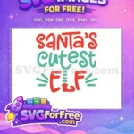 Free Red Teal Santa's Cutest Free Striped Elf Christmas Free SVG - Instant Download
