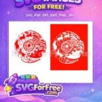 Free Red White Santa Free Reindeer Sleigh Stars Christmas Free SVG - Instant Download