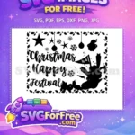 Free Happy Festival Free Snowflake Star Christmas Designs Quote Free SVG - Instant Download