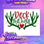 Free Festive Red Green Lettering Free Antlers Hearts Christmas Quote Free SVG - Instant Download
