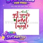 Free Red Tinsel Free Snowflake Star Christmas Quote Free SVG - Instant Download