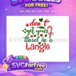 Free Red Green Stars Free Tinsel Tangled Christmas Quote Free SVG - Instant Download