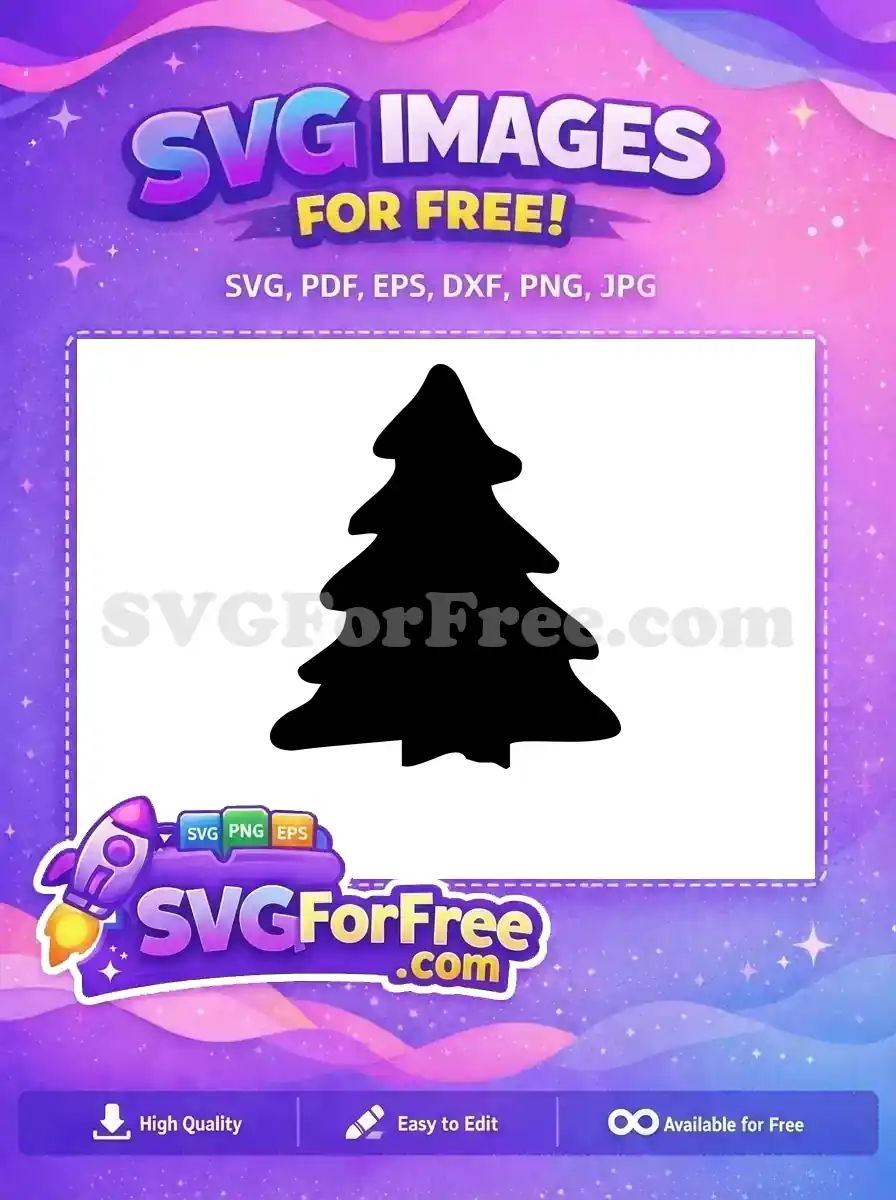 A free minimalist black Christmas tree silhouette, ideal for holiday designs. Download this free SVG for festive projects.