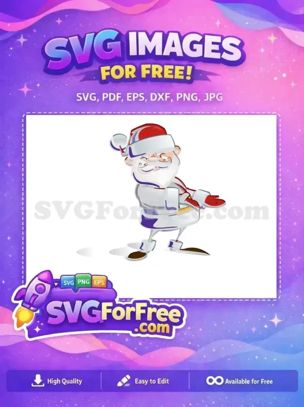 A vibrant, free Santa Claus SVG, cheerfully presenting himself. This free design is ideal for festive holiday projects.