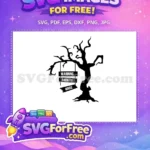 Free Spooky Bare Tree Free Warning Haunted House Halloween Decor Free SVG - Instant Download