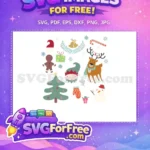 Free Green Scarf Reindeer Free Smiling Elf Christmas Designs Free SVG - Instant Download