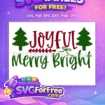 Free Red Joyful Free Green Merry Bright Christmas Free SVG - Instant Download