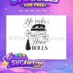 Free Vintage Camper Free Pine Tree Life Rocks Quote Free SVG - Instant Download