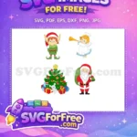 Free Happy Green Elf Free Smiling Santa Red Christmas Designs Quotes Free SVG - Instant Download