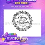 Free Black Berries Free Holly Wreath Merry Christmas Quote Free SVG - Instant Download