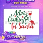 Free Green Script Milk Free Red Hat Cookies Christmas Free SVG - Instant Download