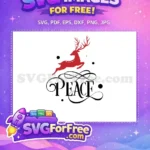 Free Red Deer Free Peace Swirl Christmas Quote Free SVG - Instant Download