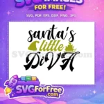 Free Santa's Little Diva Free Green Sleigh Christmas Free SVG - Instant Download