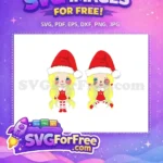 Free Cute Blonde Elves Free Red Outfits Christmas Free SVG - Instant Download
