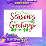 Free Red Seasons Greetings Free Green Swirl Christmas Quote Free SVG - Instant Download