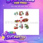 Free Joyful Santa Snowman Reindeer Free Holiday Sleigh Presents Christmas Designs Free SVG - Instant Download