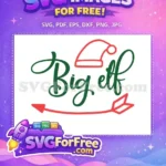 Free Green Big Elf Script Free Red Santa Hat Christmas Free SVG - Instant Download
