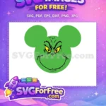Free Grumpy Grinch Face Free Mickey Head Christmas Free SVG - Instant Download