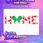 Free HOME Candy Cane Free Mickey Castle Christmas Free SVG - Instant Download