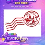 Free Red Christmas Stamp Free Santa Sleigh Reindeer Express Free SVG - Instant Download