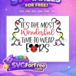 Free colorful Christmas lights Free Mickey Santa ears wonderful holiday Free SVG - Instant Download