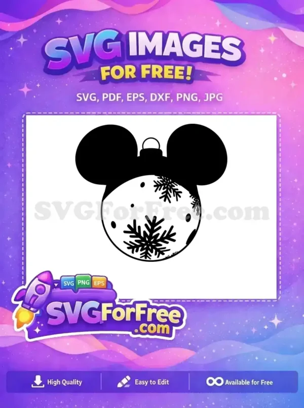 A free Mickey ornament snowflake design featuring Disney Christmas elements, perfect for festive projects.
