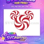 Free Red White Swirl Free Mickey Head Christmas Free SVG - Instant Download