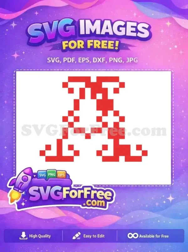 Free Red Pixel Mushroom SVG for Christmas & Gaming A red pixelated mushroom in SVG format, designed for free use in Christmas and gaming projects.